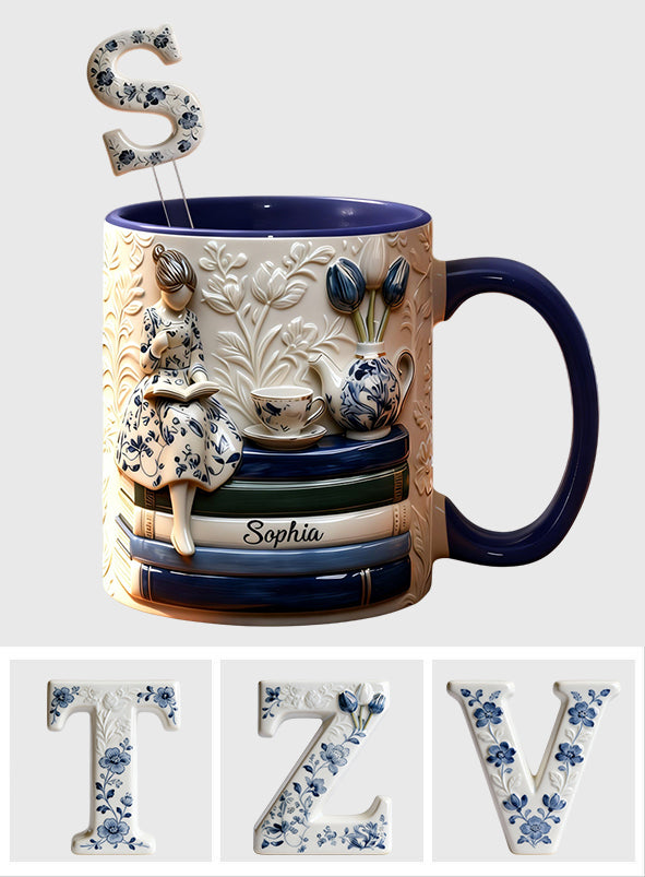 Book Lover - Personalized Book Set Accent Mug with Acrylic Stirres