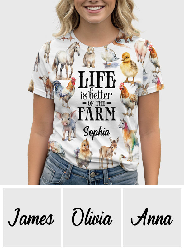 Life Is Better On The Farm - Personalized Farmer All Over Shirt