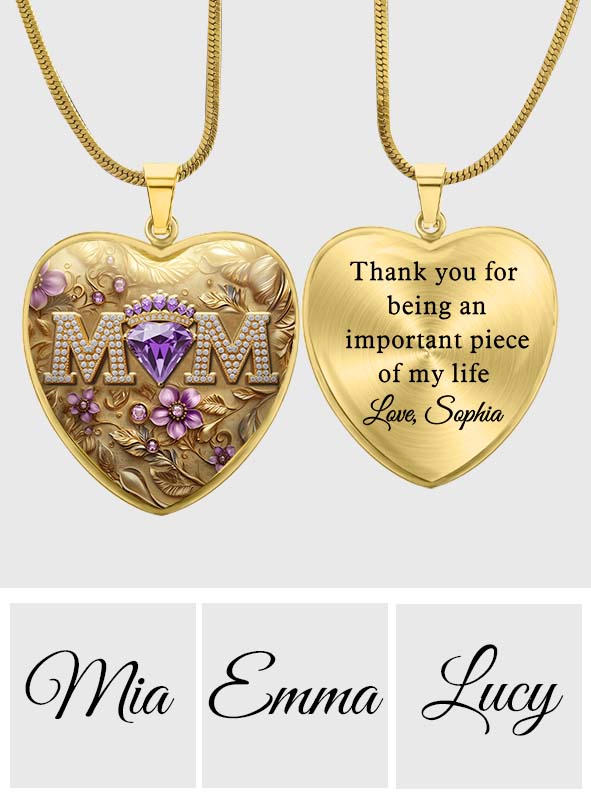 We Love You Mom - Personalized Mother Heart Pendant Necklace