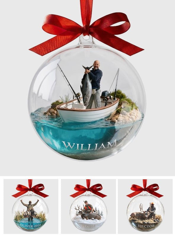 Fisherman Christmas - Personalized Fishing Acrylic Ball Ornament
