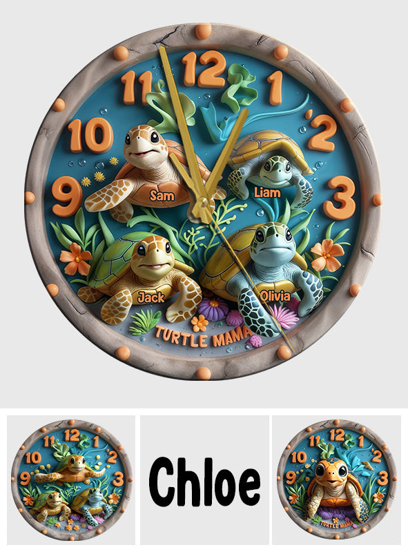 Turtle Mama - Personalized Turtle Wall Clock