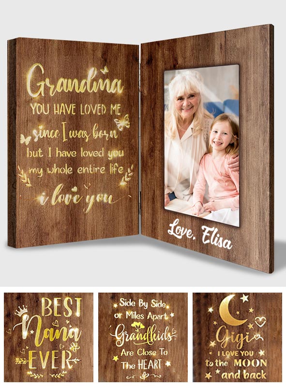 Best Grandma Ever - Personalized Grandma Foldable Photo Frame With Light