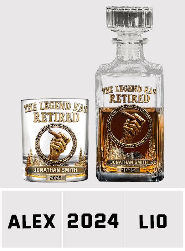 The Legend Has Retired - Personalized Retired Whiskey Decanter Set