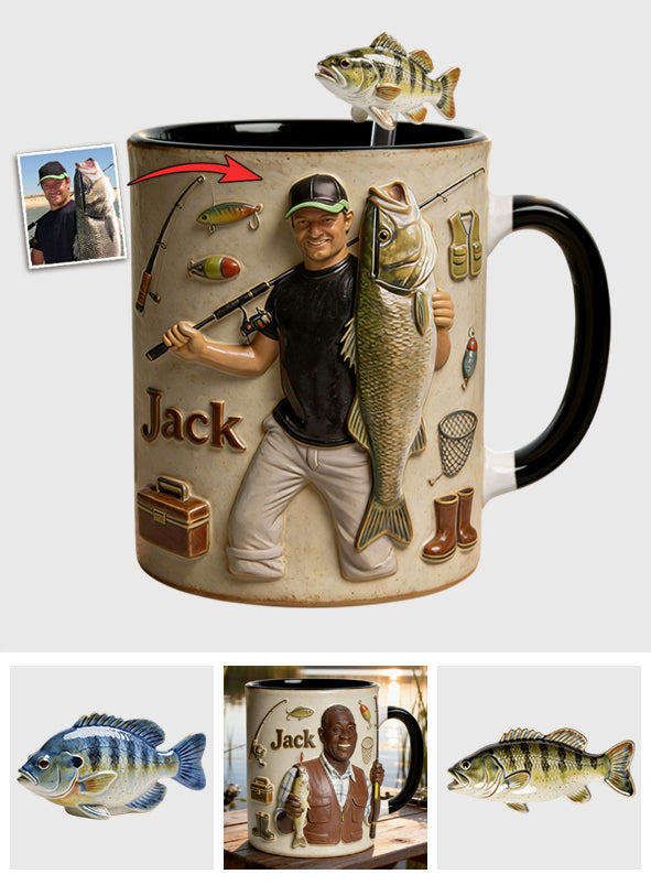 Love Fishing - Personalized Fishing Set Accent Mug with Acrylic Stirrers
