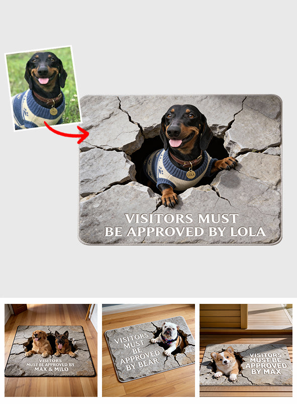 Visitors Must Be Approved - Personalized Dog Shaped Doormat/ Rug