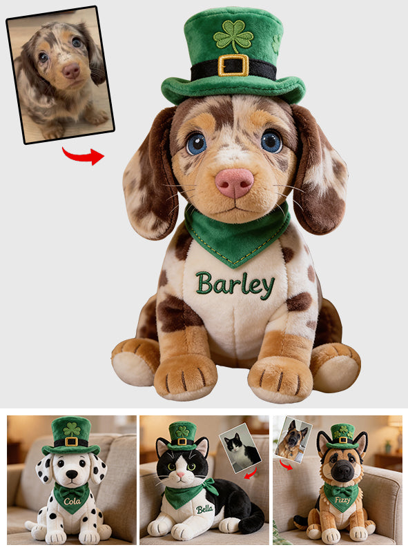 Custom Any Photo - Celebrate St. Patrick's Day - Personalized Dog Premium Faux Fur Pillow