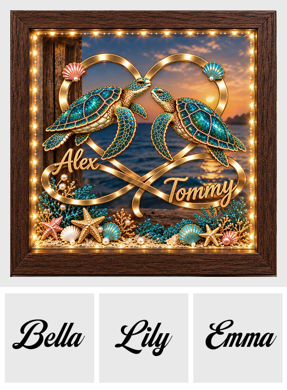 Love You Infinite - Personalized Turtle Wooden Frame LED Light