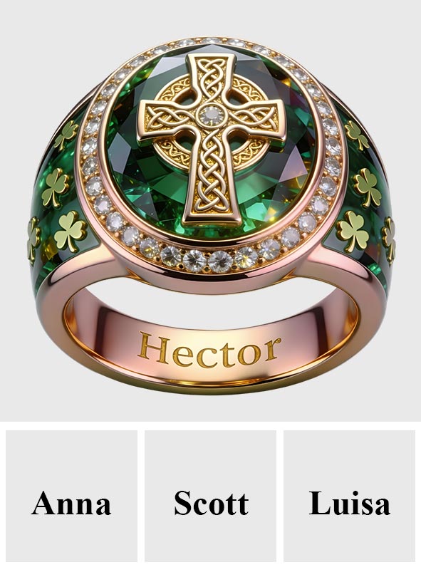 Irish Celtic Cross - Personalized Irish Signet Ring