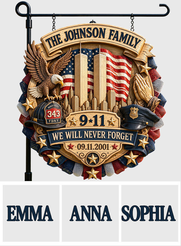 25 Years We Will Never Forget - Personalized Patriot Wood Sign With Stake