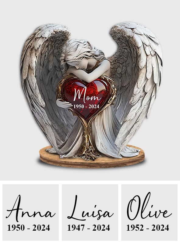 On Angels Wings - Personalized Memorial Freestanding Wood Plaque