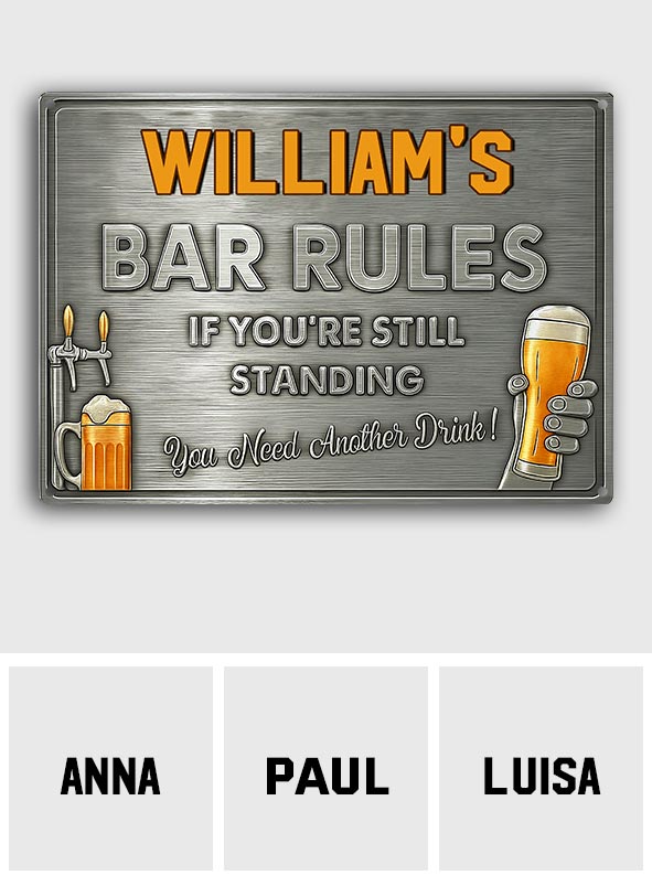 Bar Rules - Personalized Beer Rectangle Metal Sign