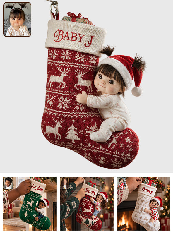 Little Christmas - Personalized Kid Shaped Christmas Stocking