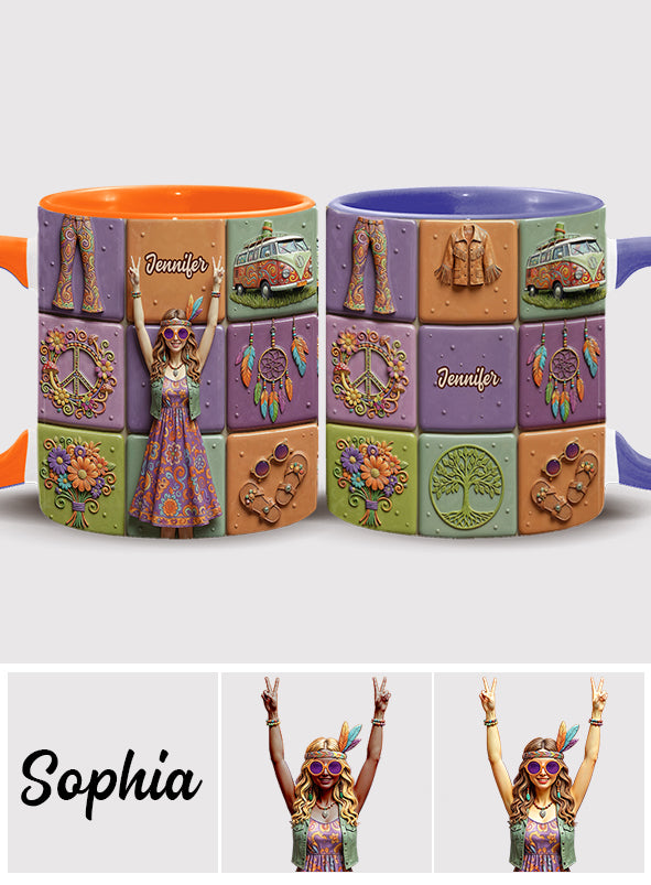 Peace Love Hippe Life - Personalized Hippie Accent Mug
