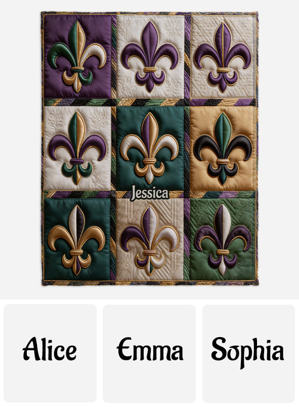 Fleur De Lis Mardi Gras - Personalized Mardi Gras Blanket