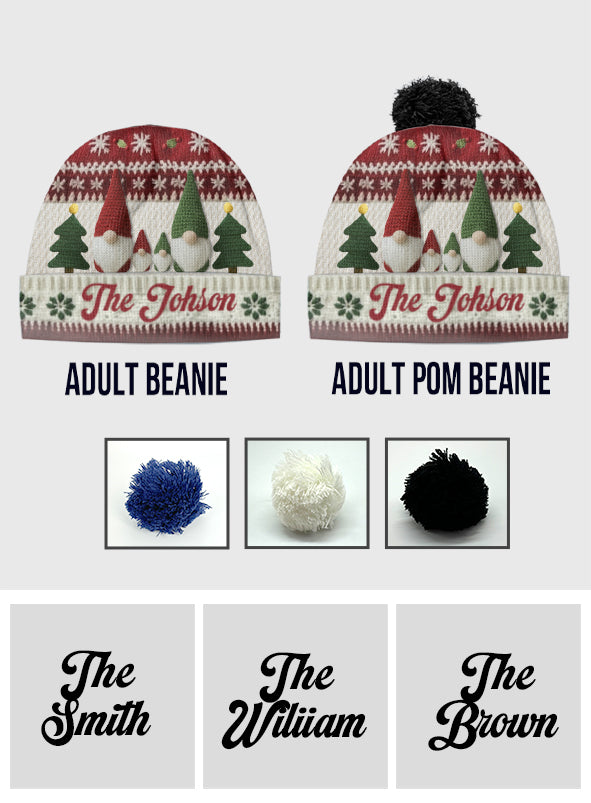 Gnome Family Christmas - Personalized Family Beanie Hat