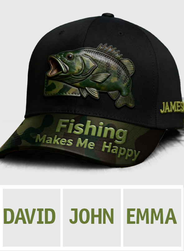 Fishing Makes Me Happy - Personalized Fishing Classic Cap