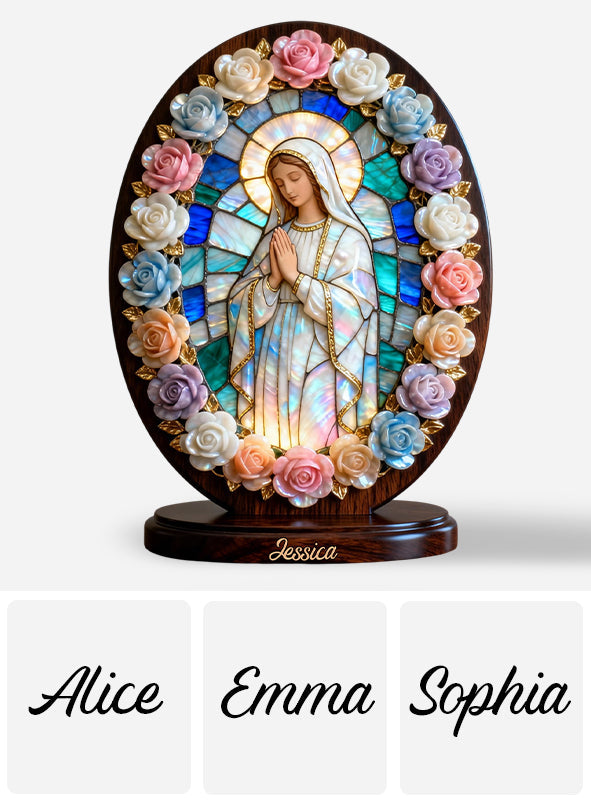 Protected By Mary - Personalized Christian Custom Shaped Acrylic Plaque