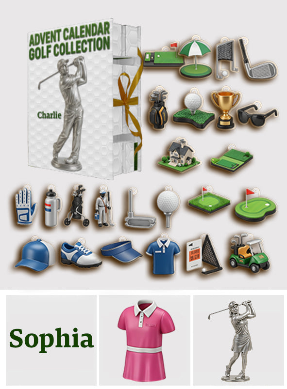 Golf Collection - Personalized Golf Folded Advent Calendar With Ornaments