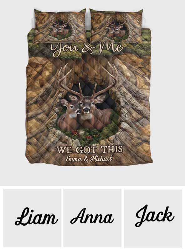 Perfect Gift For Couple - Personalized Hunting Quilt Set