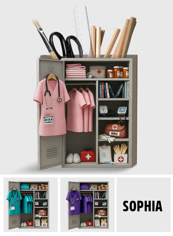 Nurse Personal Locker - Personalized Nurse Wooden Pen Holder