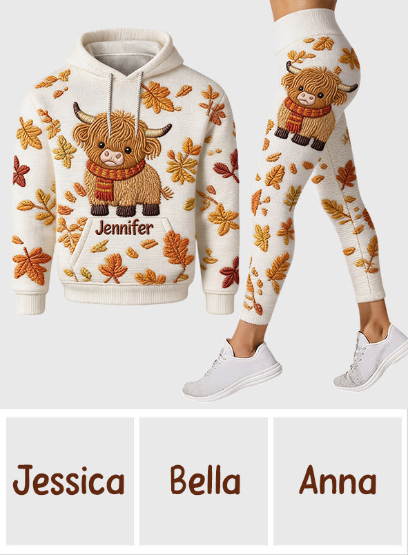 Fall Vibes - Personalized Highland Cow Hoodie and Leggings