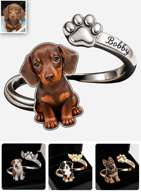 Pet Keepsake Gifts - Personalized Dog Adjustable Shaped Ring