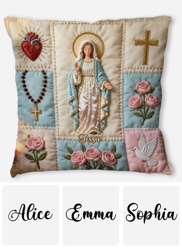 Our Lady - Personalized Christian Faux Fur Square Pillow