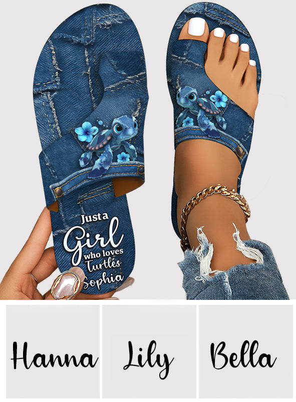 Just A Girl Who Loves Turtles - Personalized Turtle Open Toe Sandals