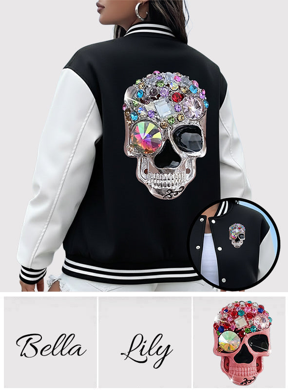 Shiny Skull - Personalized Skull Varsity Jacket