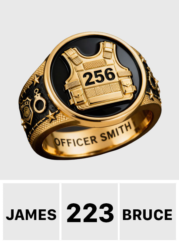 Protect And Serve - Personalized Police Officer Signet Ring