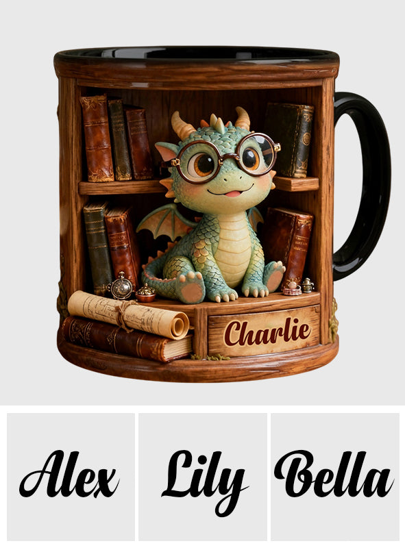 In A World Of Book Worms Be A Book Dragon - Personalized Book Accent Mug