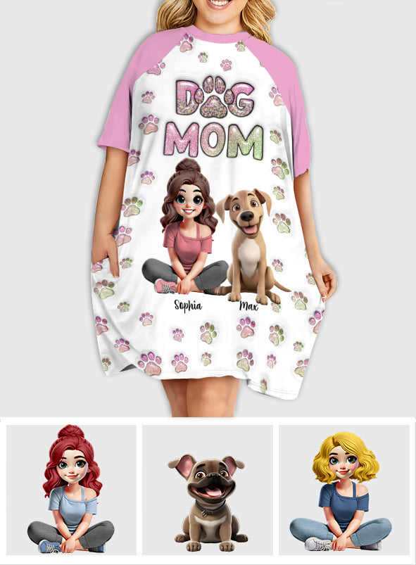Dog Mom - Personalized Dog Sleep T-shirt Dress