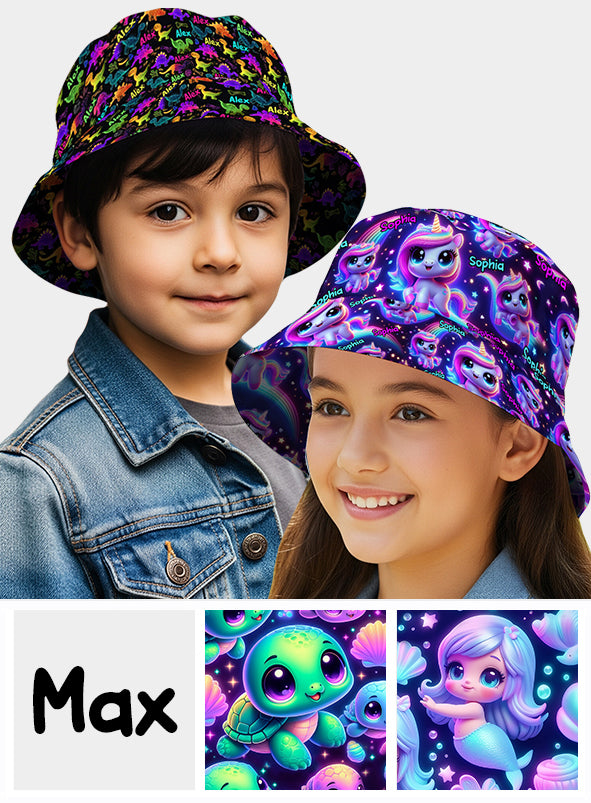 Beautiful Glowing Pattern - Personalized Kid Bucket Hat