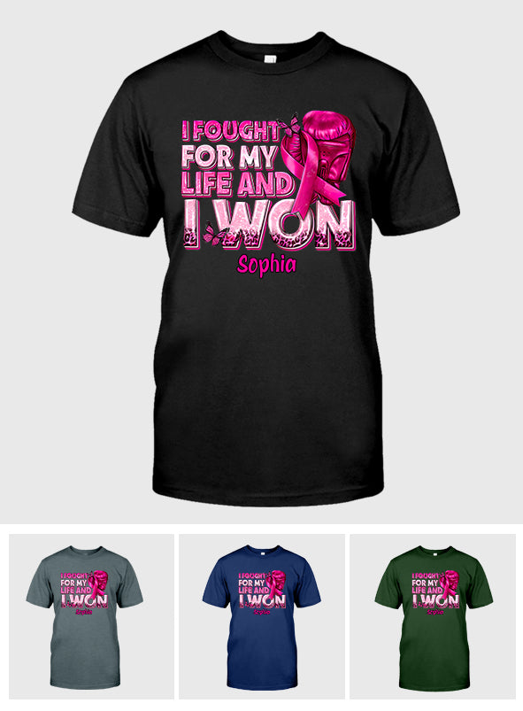 Boxing Gloves Pink Ribbon - Personalized Breast Cancer Awareness T-shirt And Hoodie
