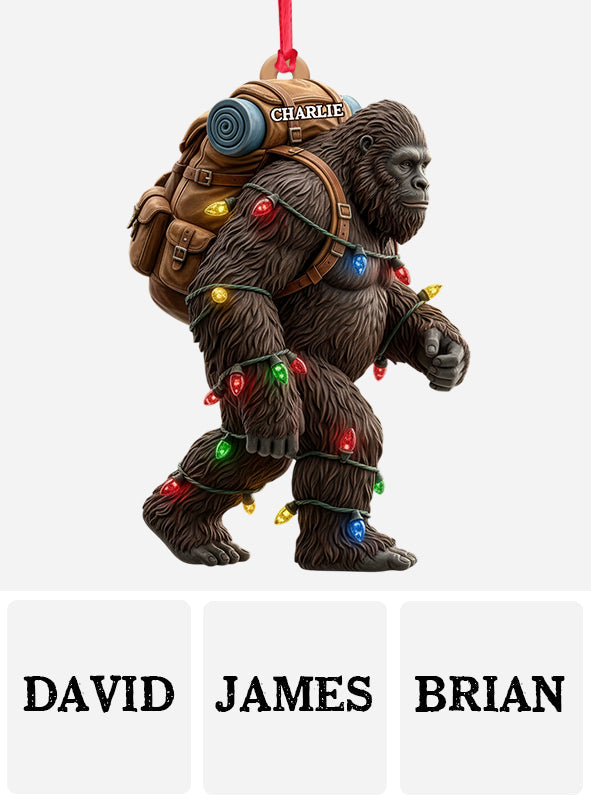 Sasquatch Holiday Spirit - Personalized Hiking Ornament