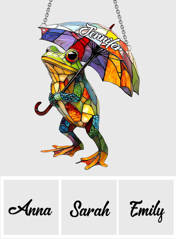 Adorable Frog - Personalized Frog Window Hanging Suncatcher Ornament