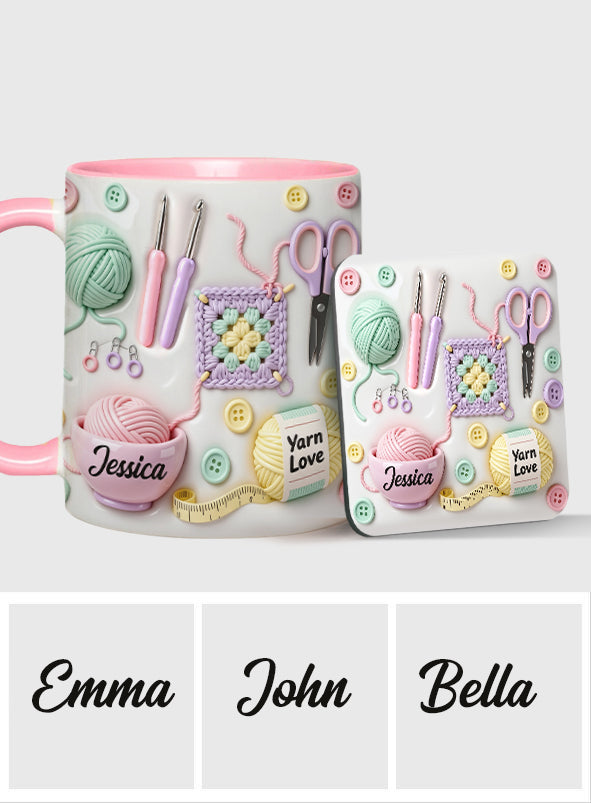 Love Crocheting - Personalized Crocheting Accent Mug & Coaster