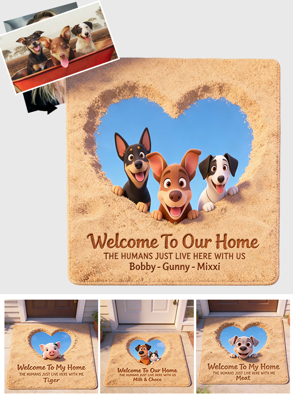 Welcome To Our Home - Personalized Dog Shaped Doormat/ Rug