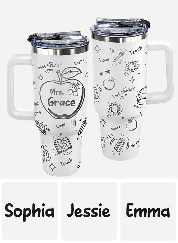 Back To School - Personalized Teacher Tumbler With Handle