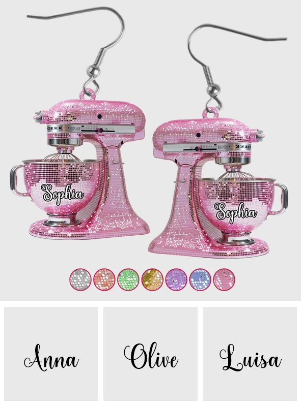 Pink Baking Machine - Personalized Baking Earrings