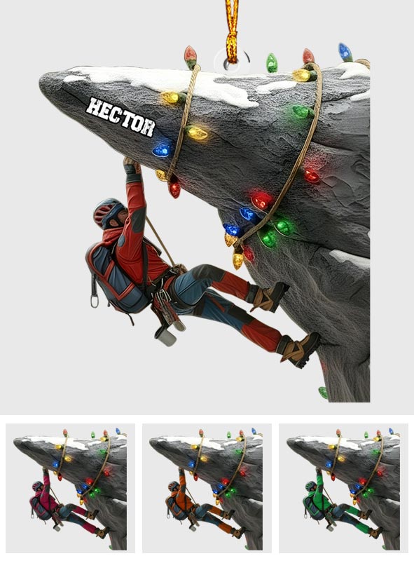 Holiday Climbing - Personalized Rock Climbing Ornament