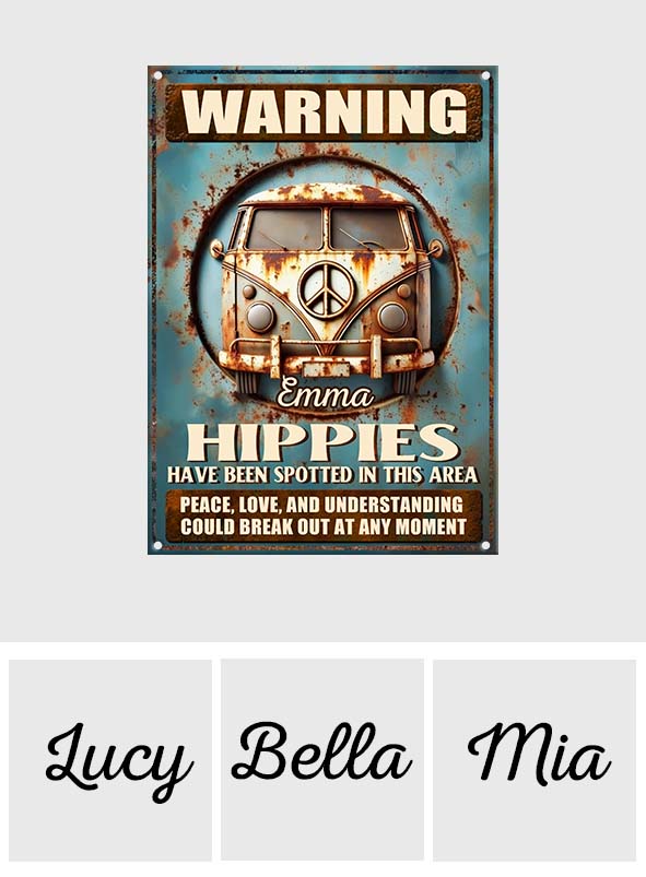 Peace, Love And Understanding - Personalized Hippie Rectangle Metal Sign