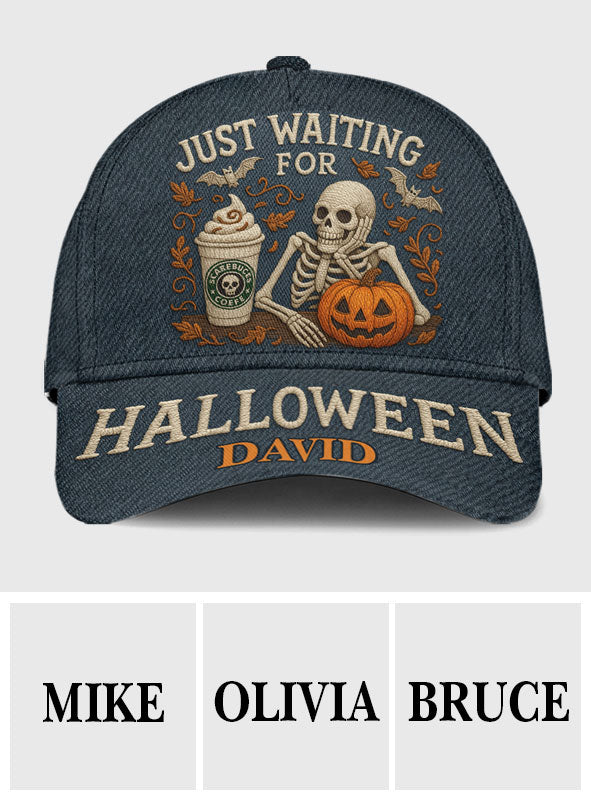 Just Waiting For Halloween - Personalized Skull Classic Cap