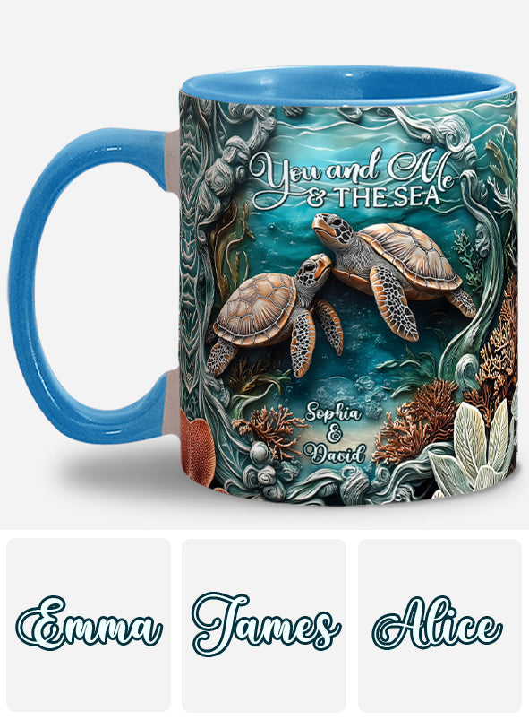 You And Me And The Sea - Personalized Turtle Accent Mug