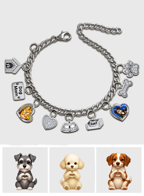Puppy/ Kitty Makes Heart Hands - Personalized Dog Bracelet With Charms