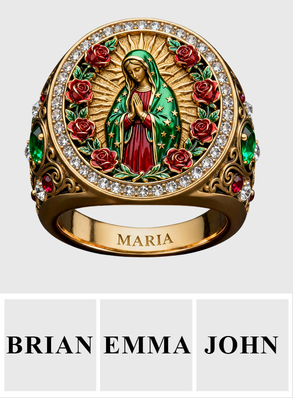 Protected By Mary - Personalized Christian Signet Ring