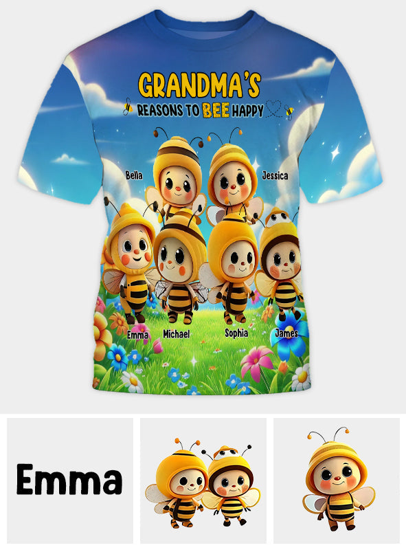 Reason To Bee Happy - Personalized Grandma All Over Shirt