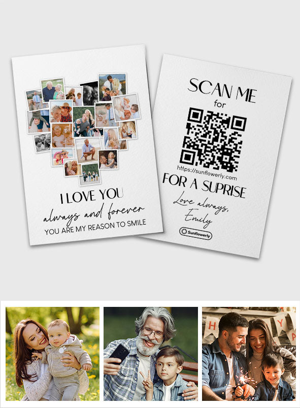 Any Message Heart Photo Upload - Personalized QR Greeting Card