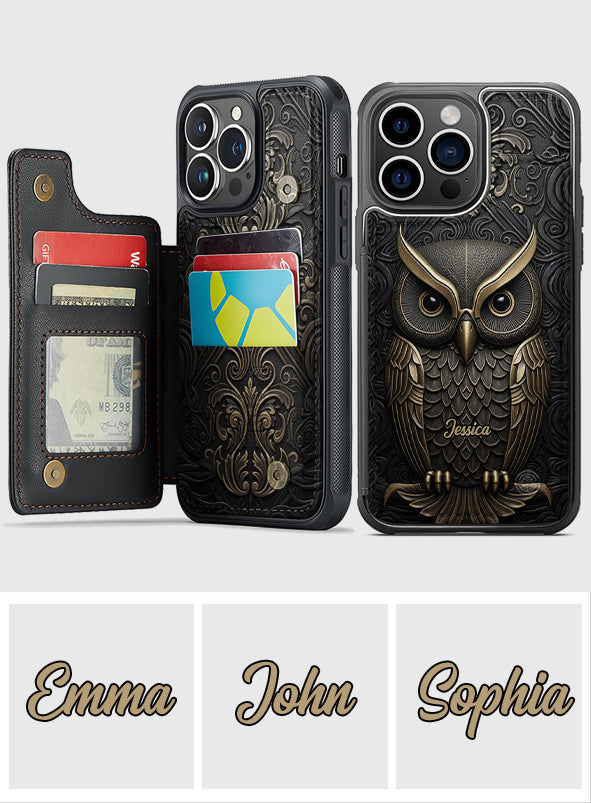 Amazing Owl - Personalized Owl Fully Printed Wallet Phone Case