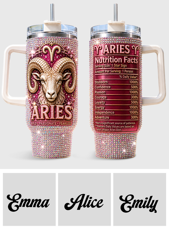 Zodiac Sign Nutrition Facts - Personalized Horoscope Rhinestone Tumbler With Handle